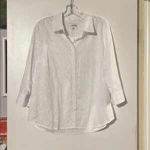 croft & barrow White Paisley-Textured Button Down Shirt